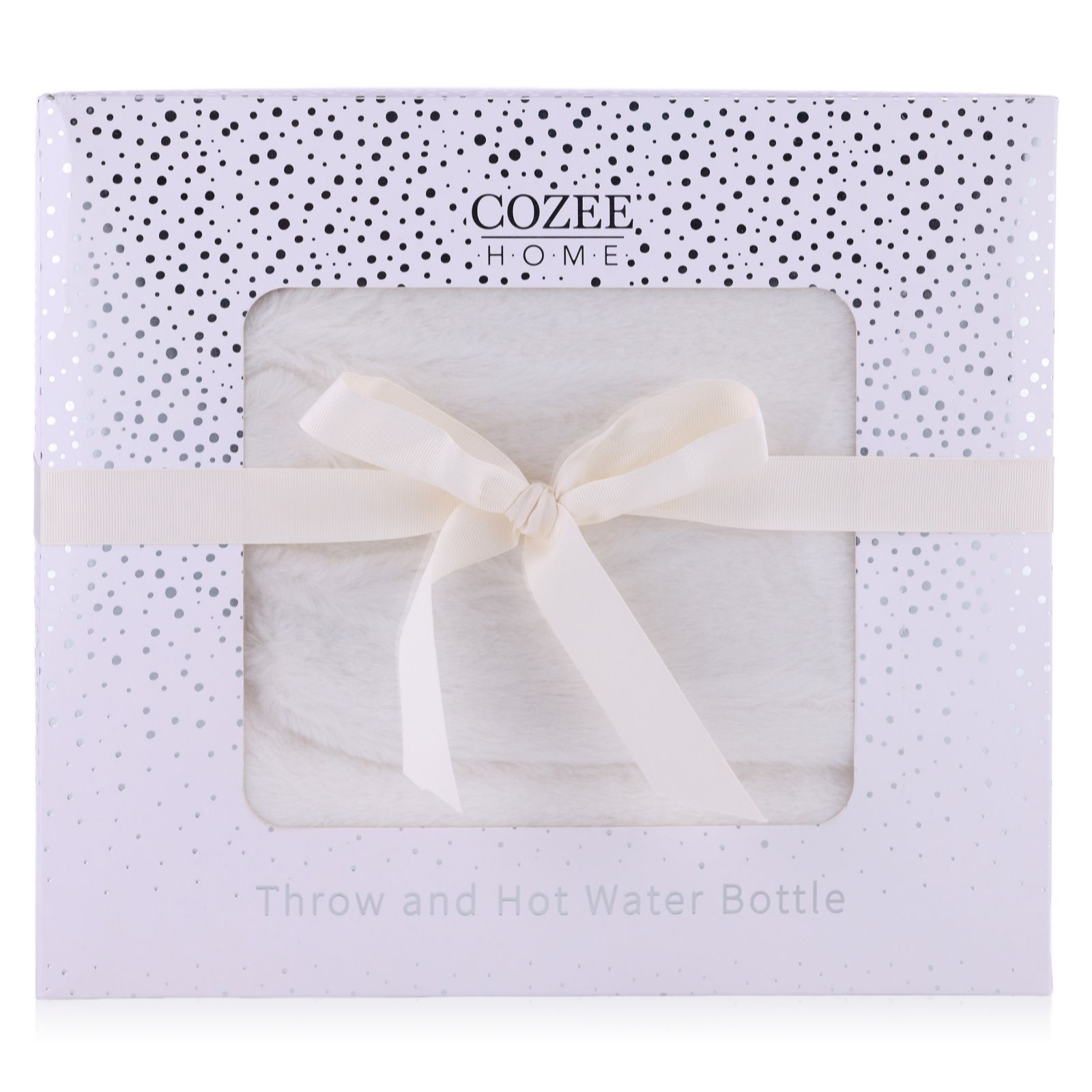 Cozee Home Faux Fur Throw and Water Bottle Gift Set