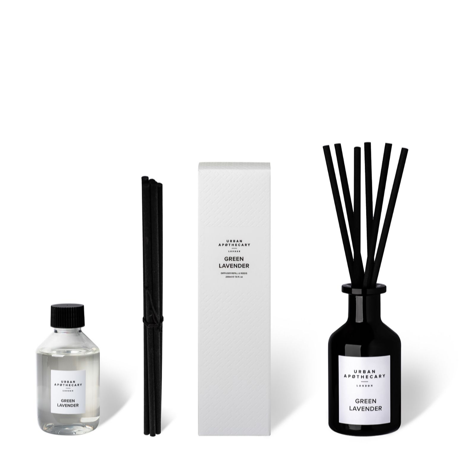 Urban Apothecary Luxury Black Glass Diffuser 200ml & Refill