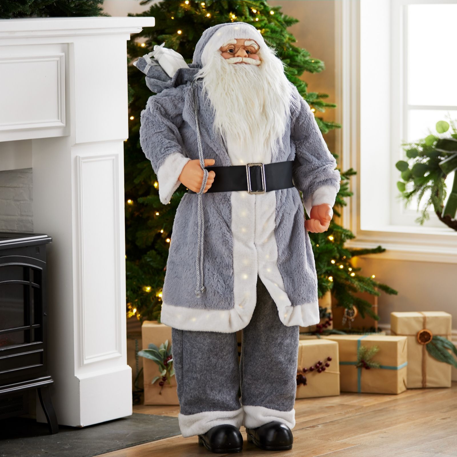 Festive Red 4Ft Pre Lit Standing Santa