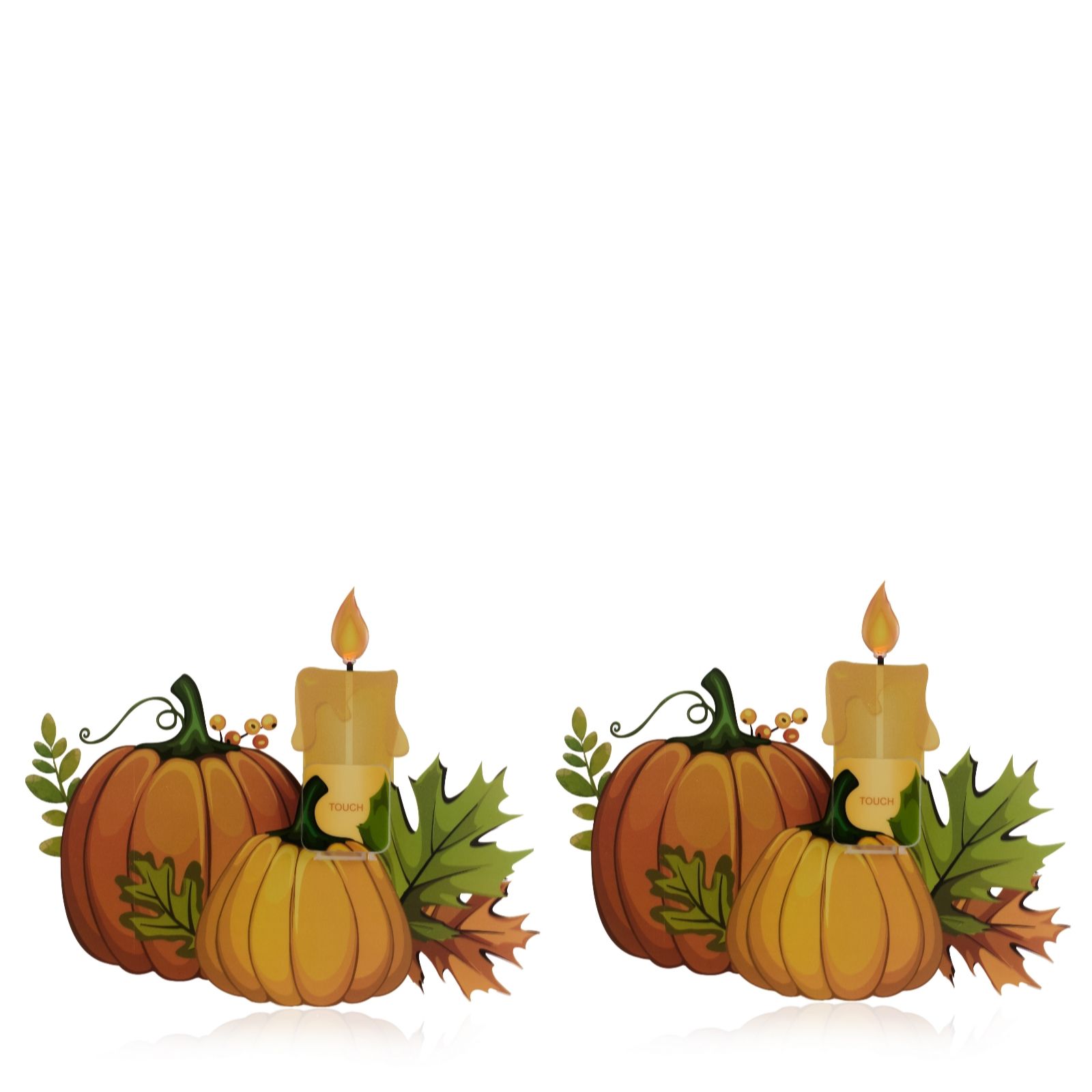 Home Reflections Set of 2 Pumpkin Pre Lit Window Stickers
