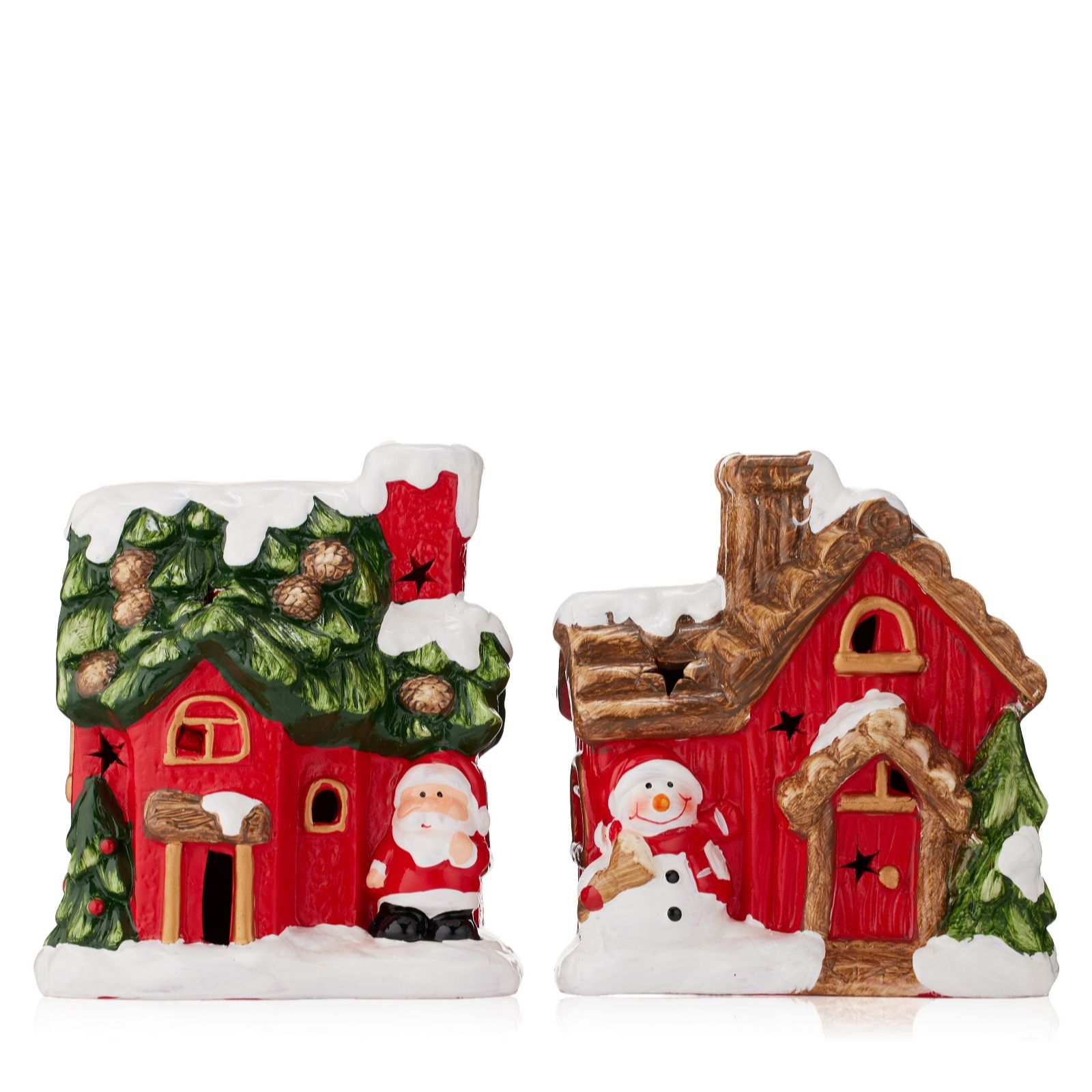 Santa Express Red Set Of 2 Pre Lit Christmas Houses