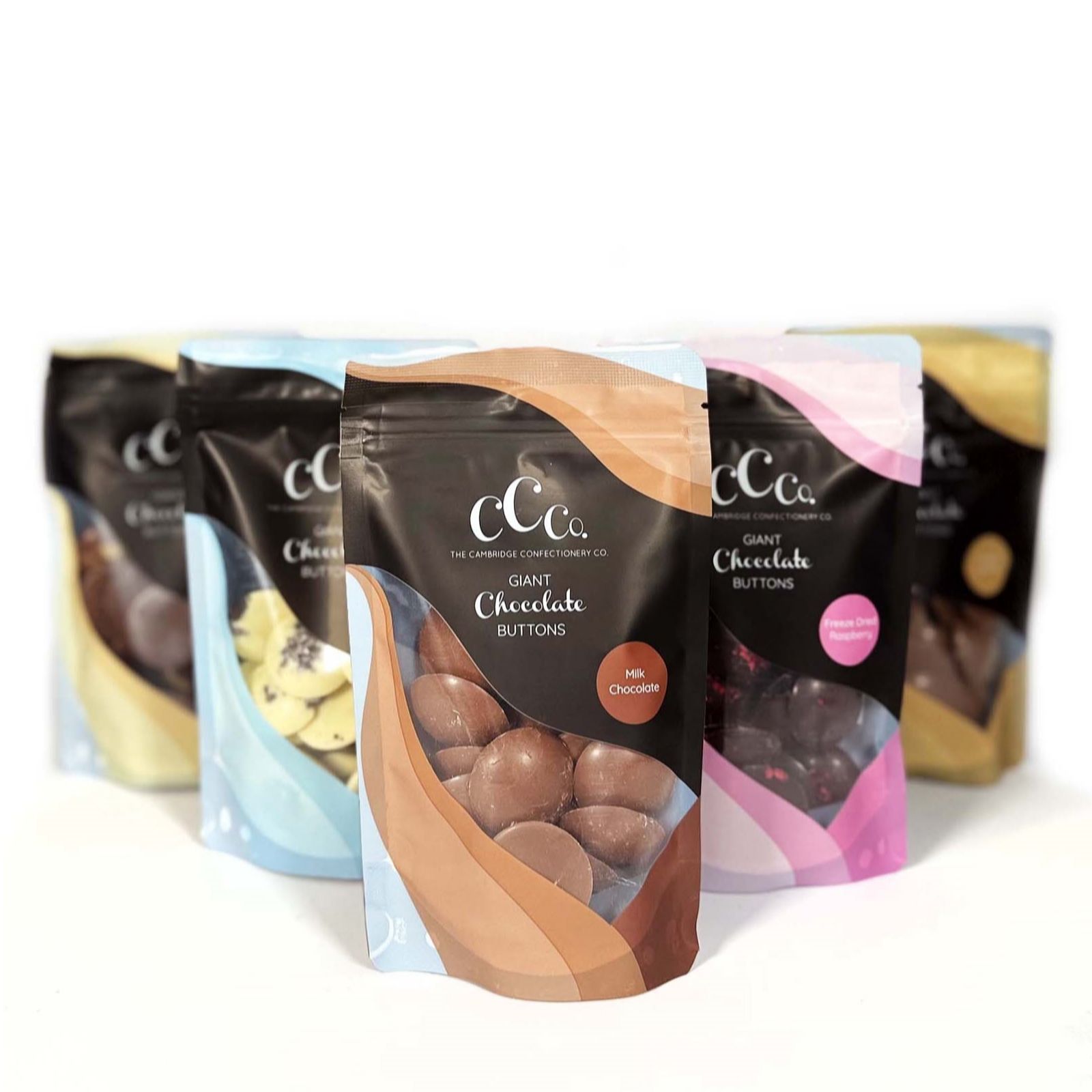 Calico Set of Five Giant Chocolate Buttons Pouches