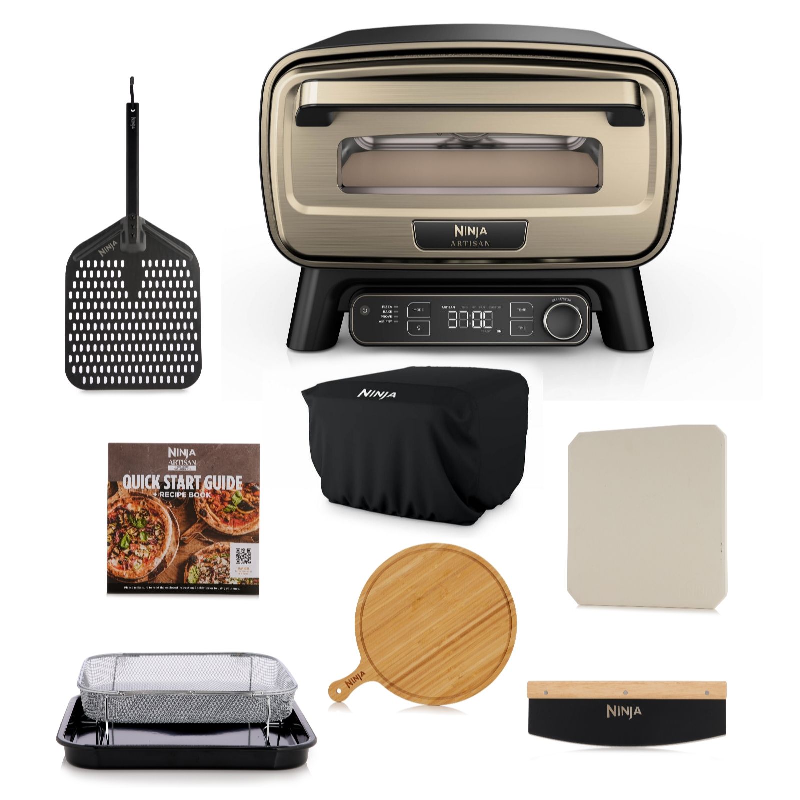 Ninja Artisan Electric Outdoor Pizza Oven & Air Fryer with Servewar...