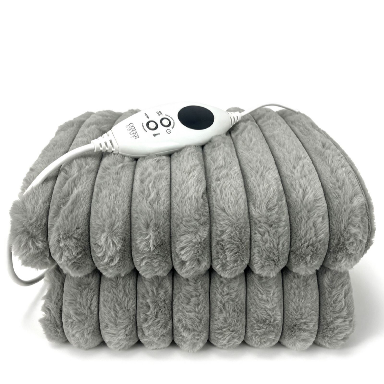Cozee Home Ribbed Faux Fur and Velvetsoft Heated Throw with 9 Heat...