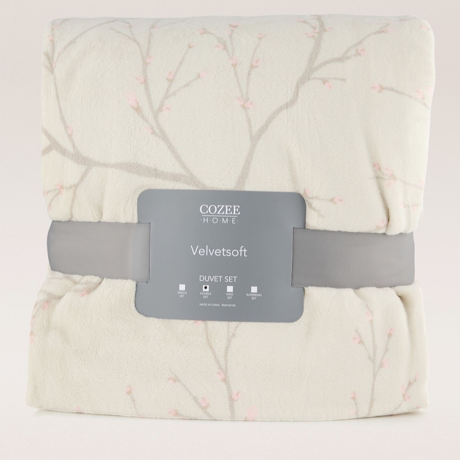 Cozee Home Velvetsoft Winter Cherry Blossom 4 Piece Duvet Set