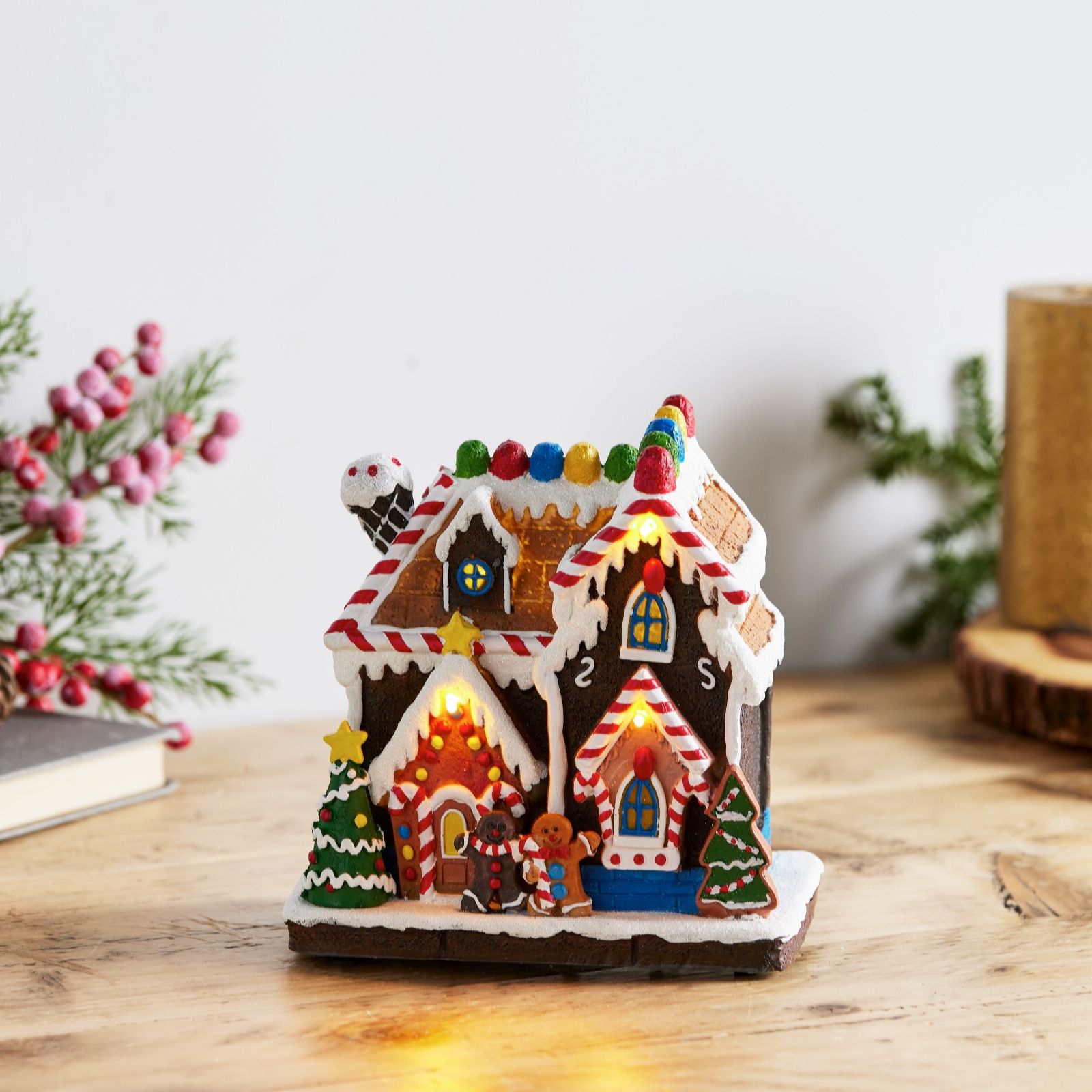 Festive Gingerbread House Santa Express Pre Lit Candy Ginger Bread House