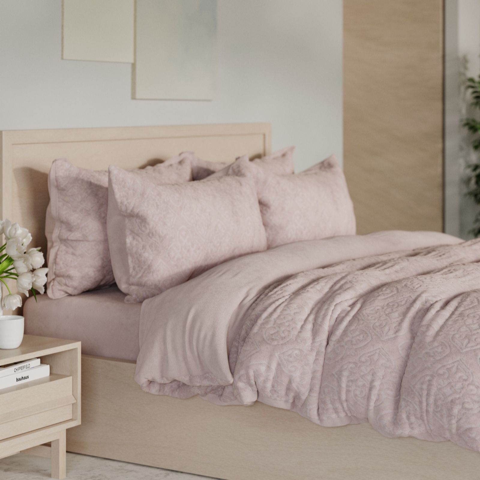 Cozee Home Bright White Velvetsoft Geo 6 Piece Duvet Set