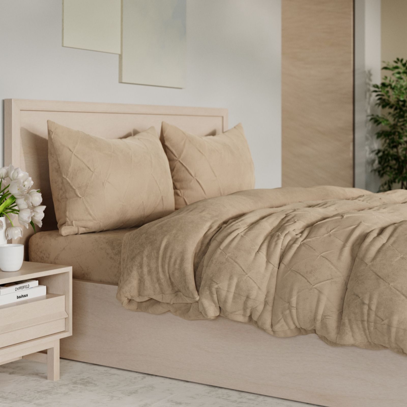 Cozee Home Green Small Pintuck 4 Piece Velvetsoft Duvet Set