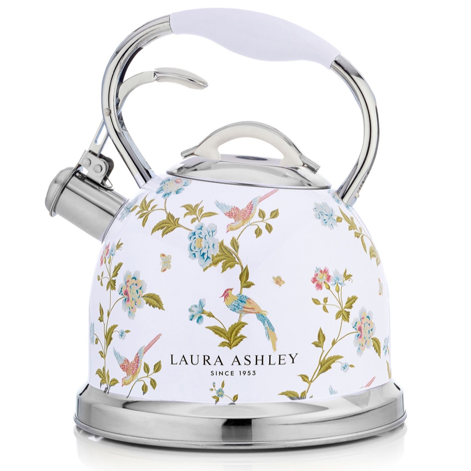 Laura Ashley Unisex Multicolor Elveden White Vintage Stainless Steel Whistling Stove Top Kettle 2.5L - Image 3