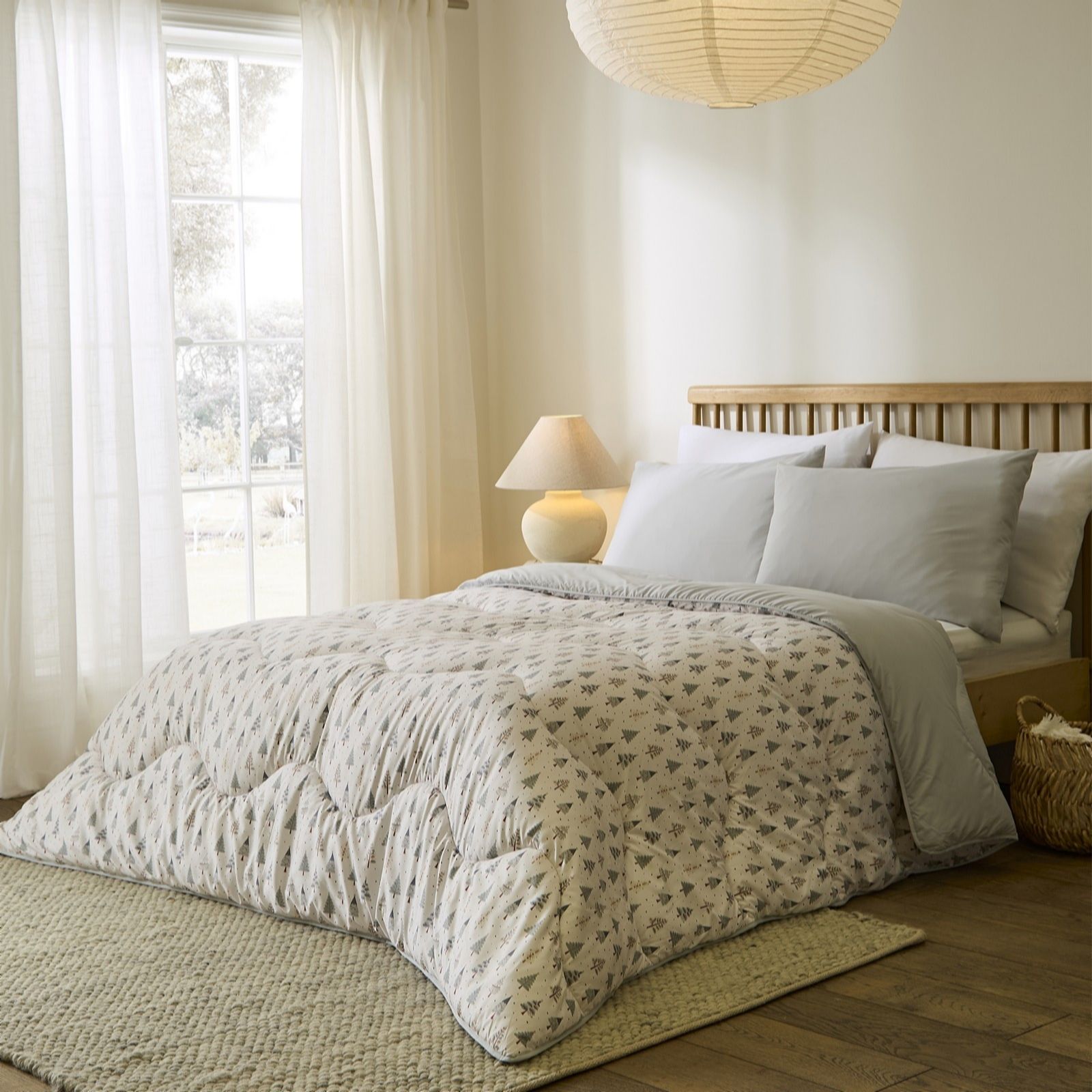 Night Lark Scandi Christmas Trees 10.5 Tog Coverless Duvet & Pillow...