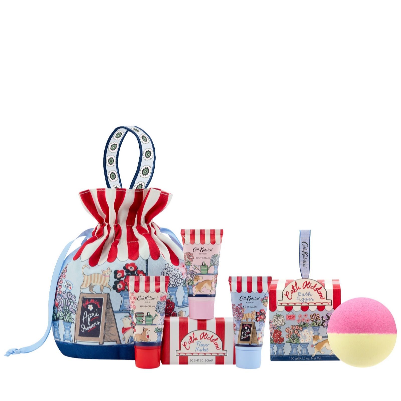 Cath Kidston Flower Market Bath Fizzer, Body Wash and Hand Care Bun...