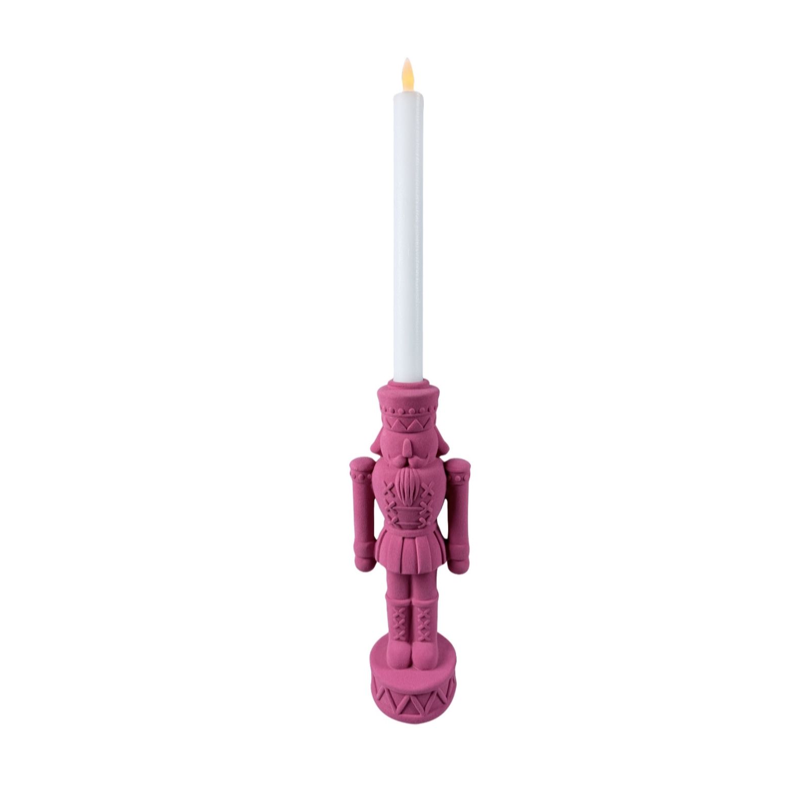 Home Stories Flocked Velvet Nutcracker Candle Holder with LED Candle