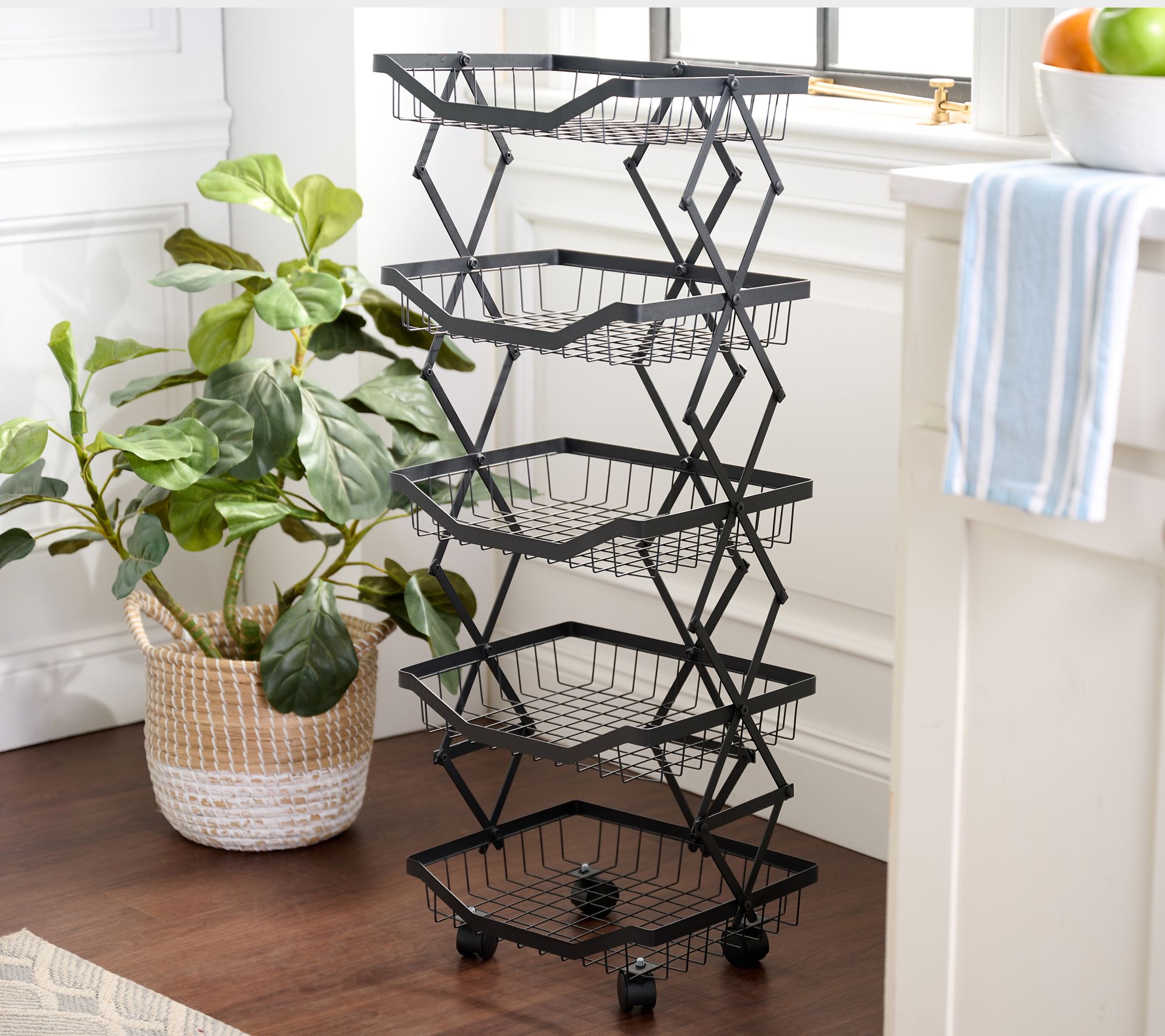 As Is Home 365 5-Tier Collapsible All-Purpose Rack w/Wheels