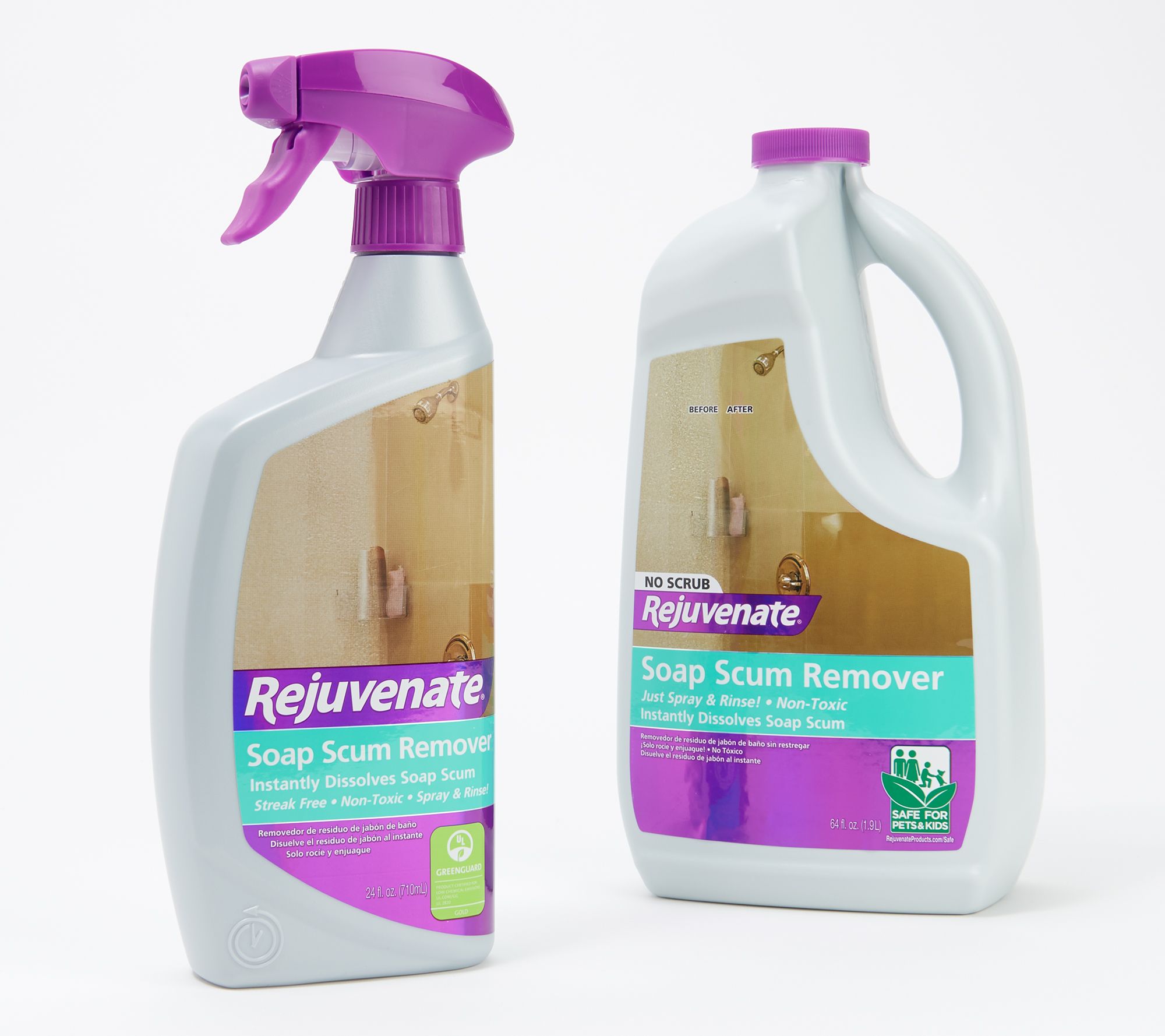 Rejuvenate 24 Oz Soap Scum Remover With 64 Oz Refill Bottle Qvc Com